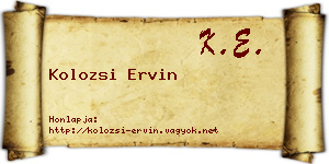 Kolozsi Ervin névjegykártya